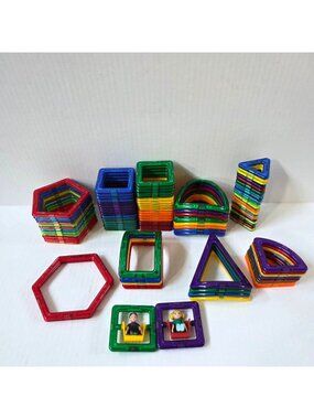 Magformers Magnetic Building Tiles 94 Piece Assorted Shapes Lot STEM